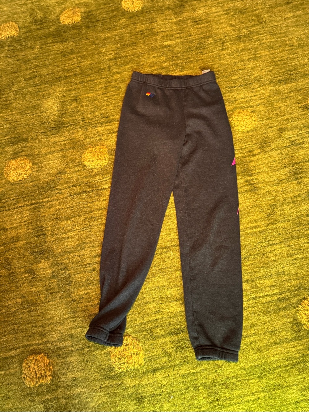 Aviator Nation kids Sweatpants Charcoal Pink Lightning Bolt Size 14 Sweats cozy